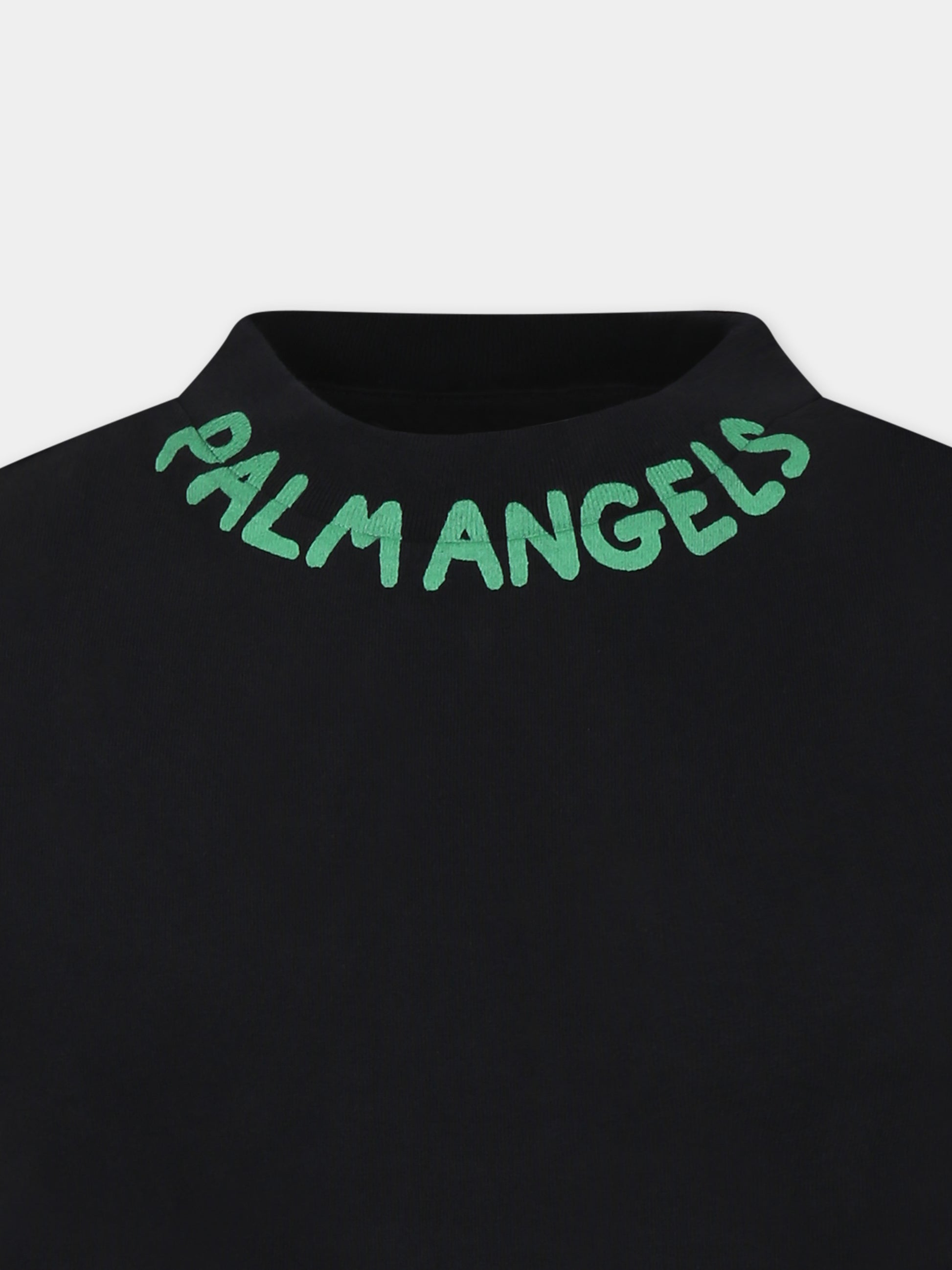 T-shirt nera per bambino con logo,Palm Angels,PBAA003S25JER0041055