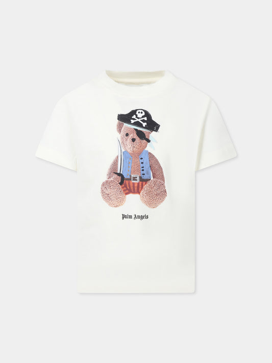 Ivory t-shirt for boy with bear
