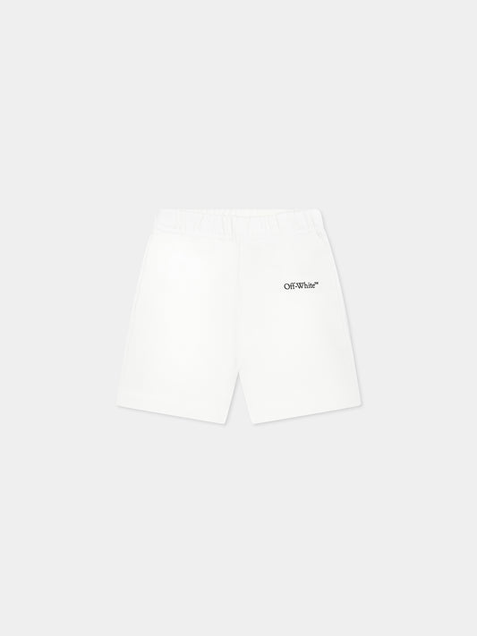 White shorts for baby boy with logo