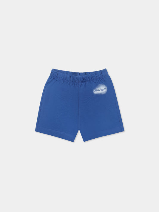 Blue shorts for baby boy with logo