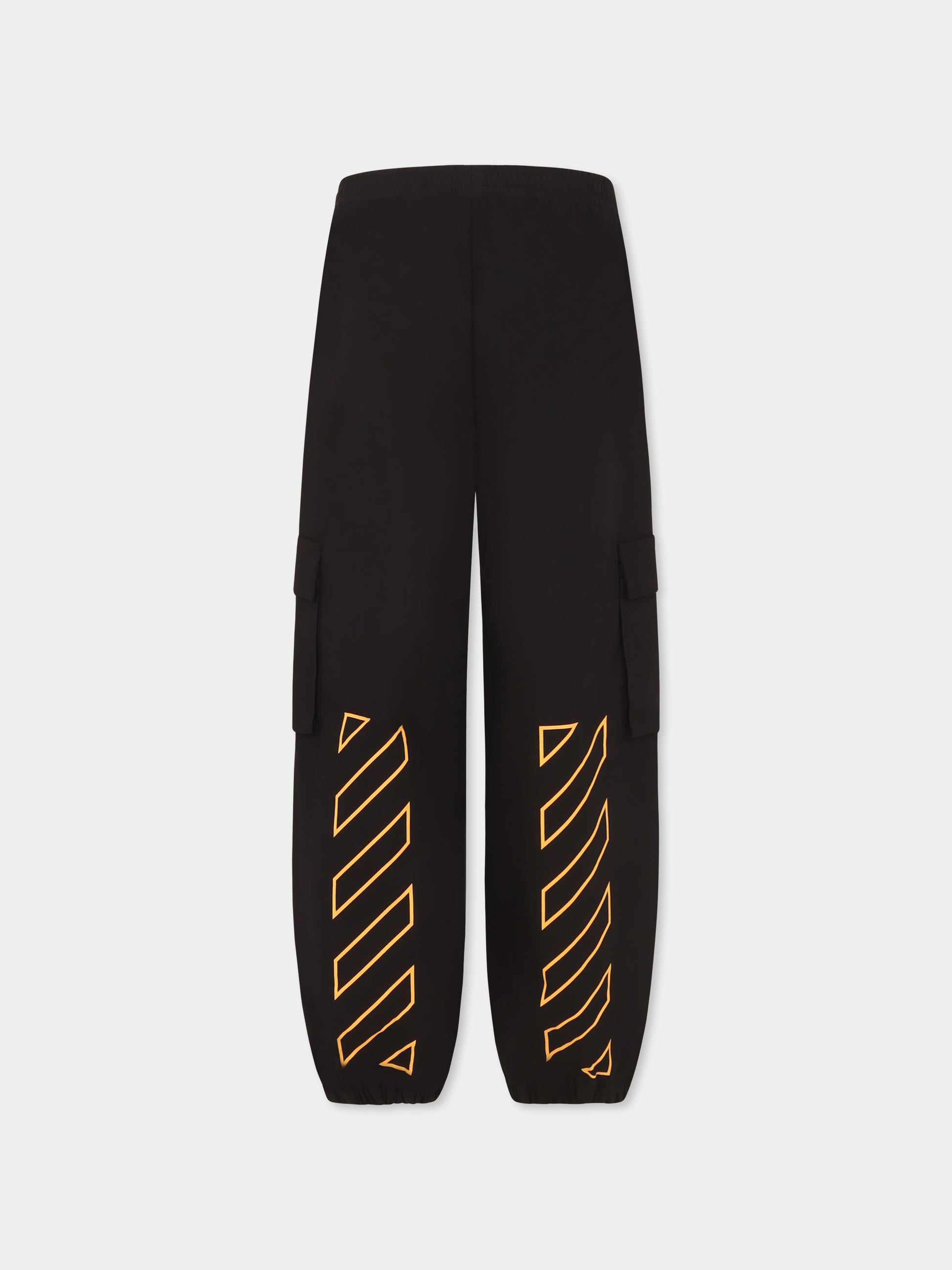 Pantaloni neri per bambino con frecce,Off White,OBCF007S25FAB0011018