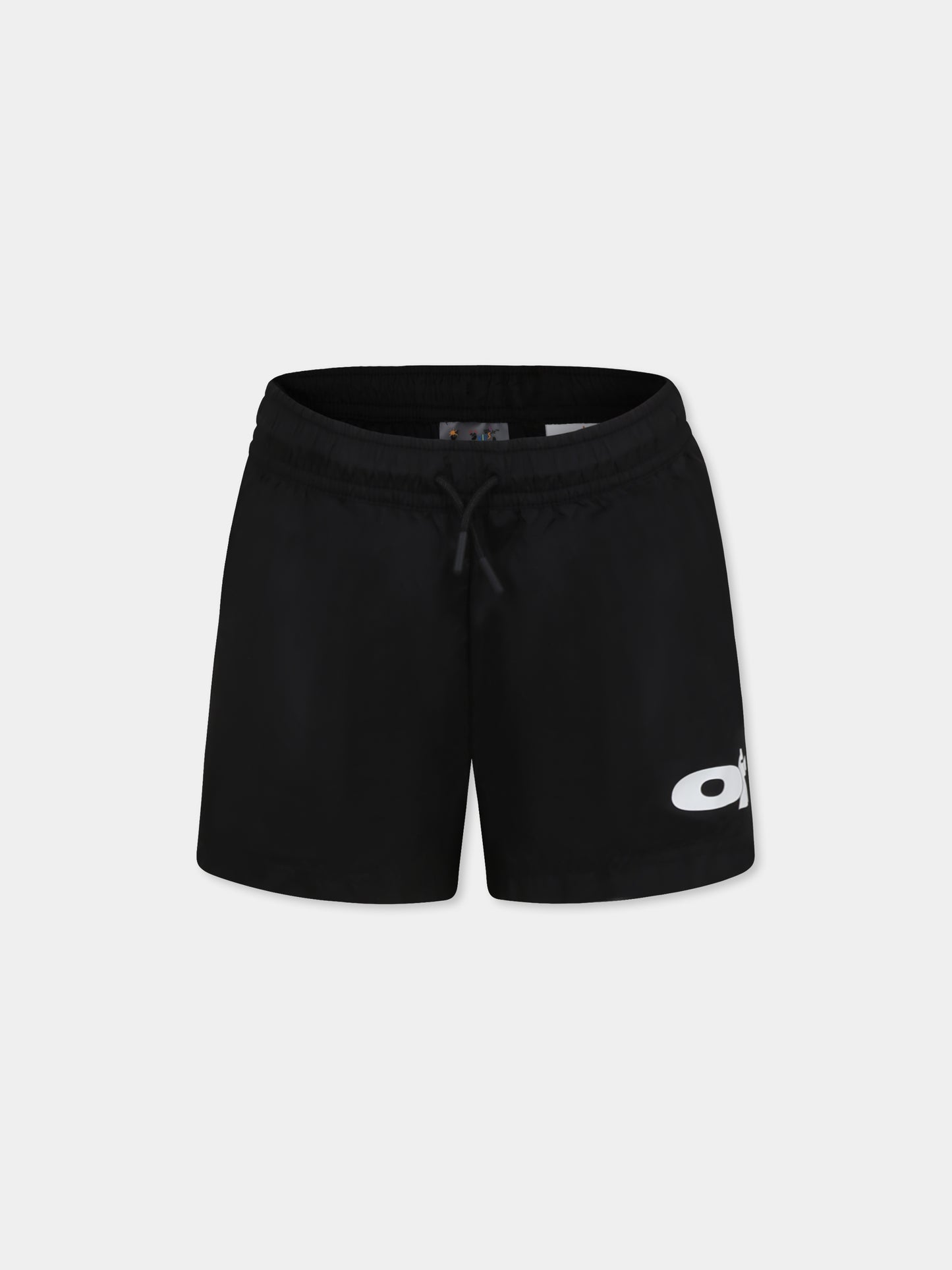 Boxer mare nero per bambino con logo,Off White,OBFA001S25FAB0011001