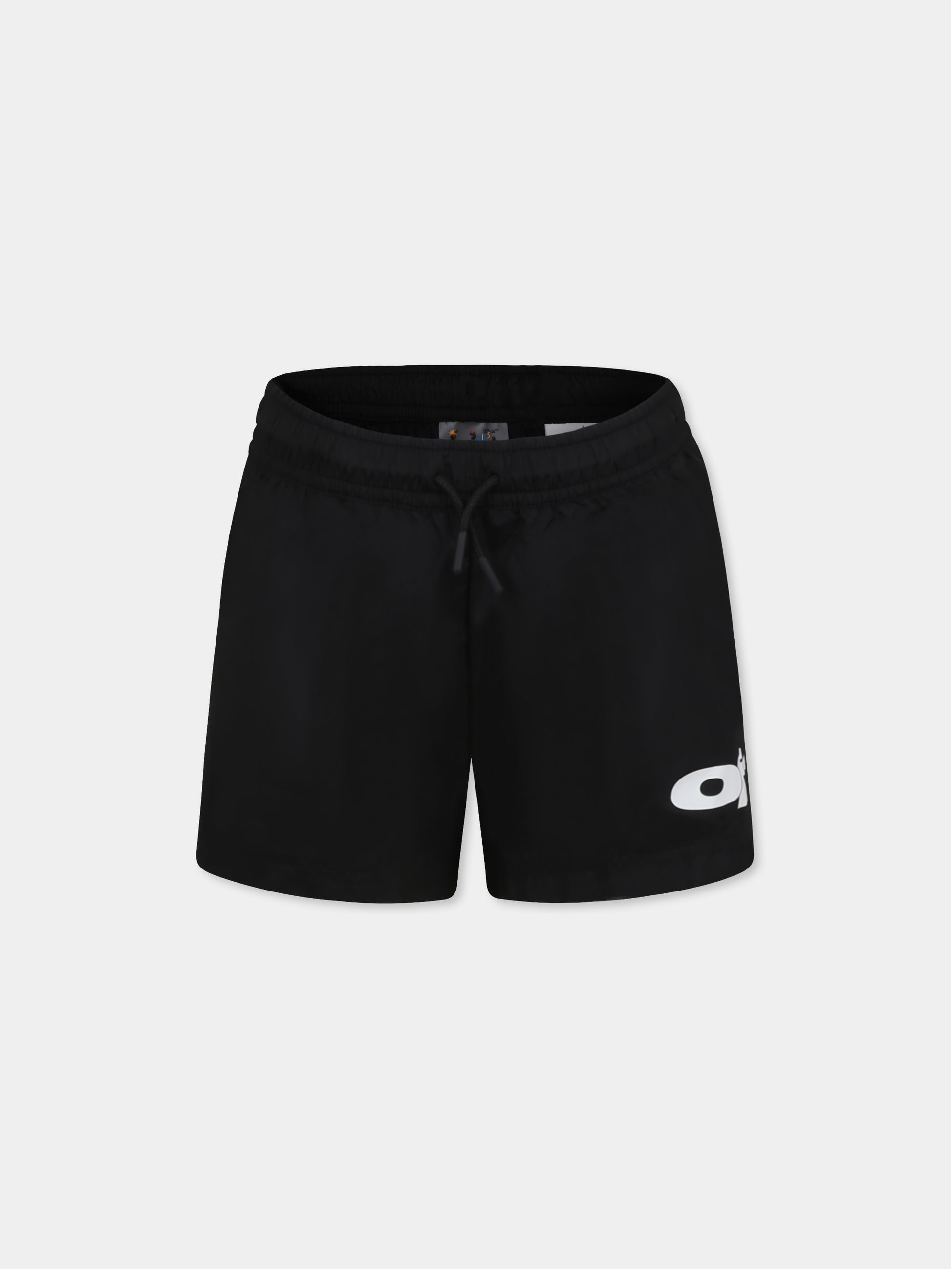 Boxer mare nero per bambino con logo,Off White,OBFA001S25FAB0011001