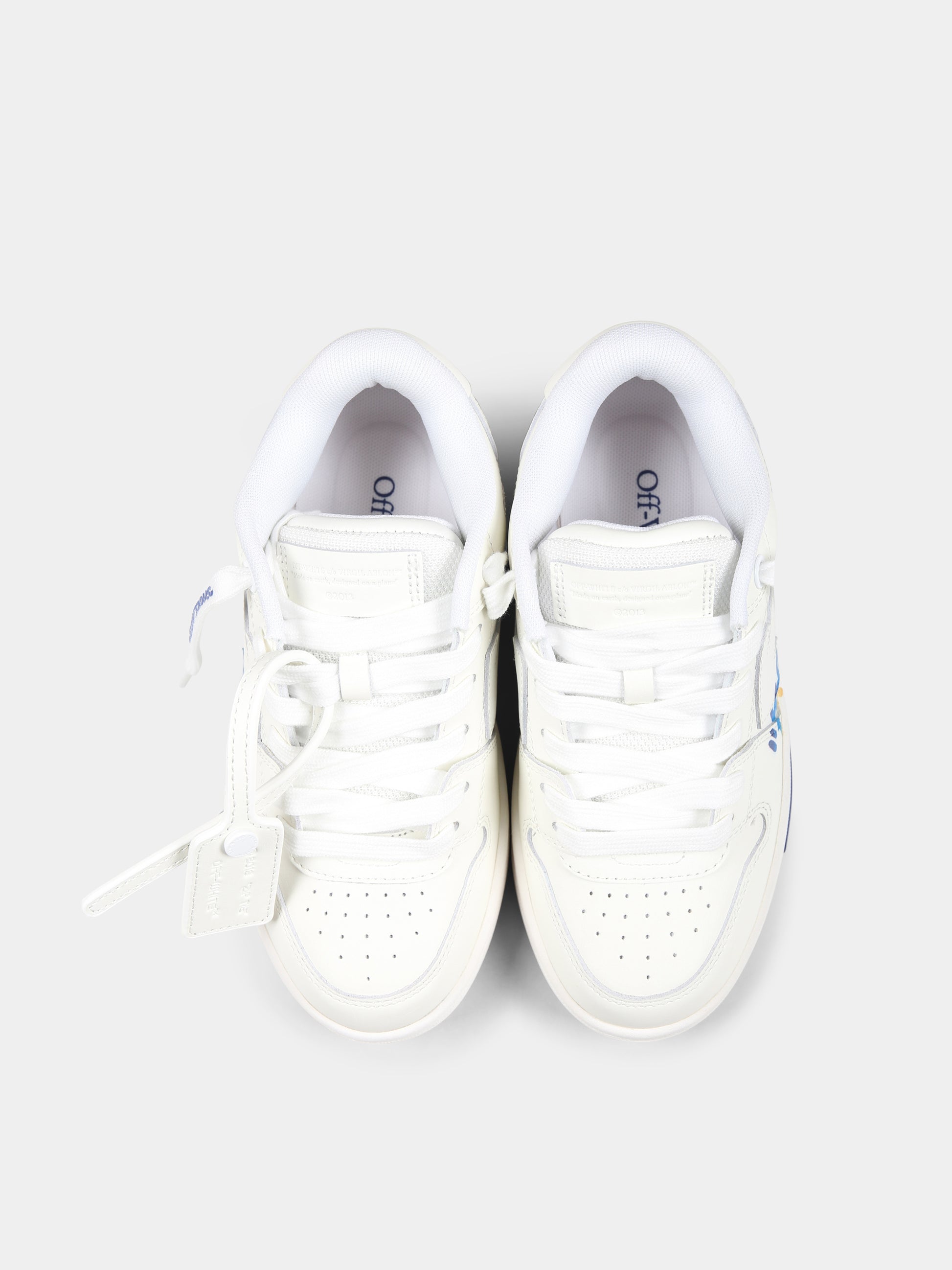 Sneakers Out of Office bianche per bambino con freccia,Off White,OBIA011S25LEA0020184