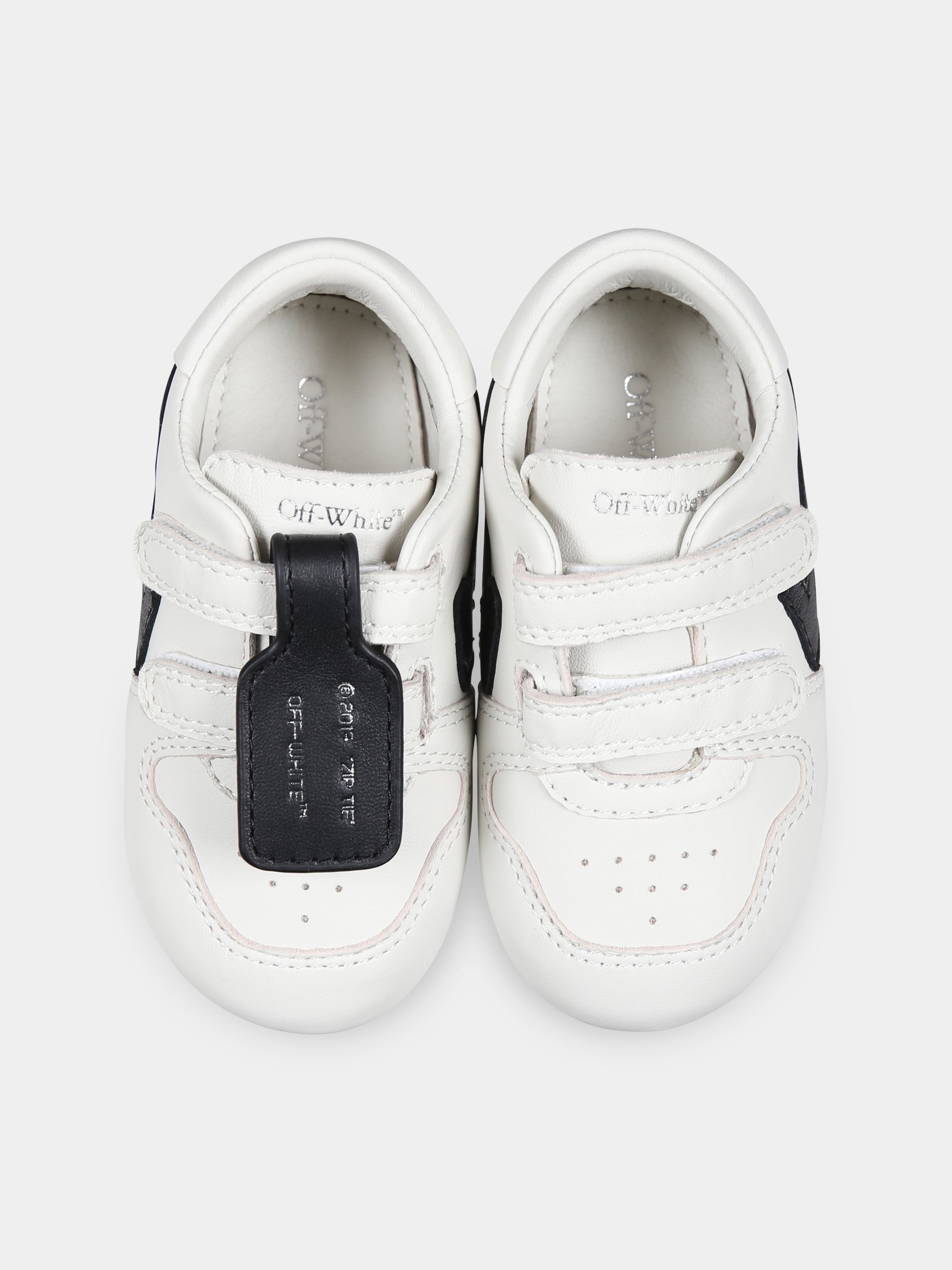 Sneakers avorio per neonati con freccia,Off White,OBIX001C99LEA0020110