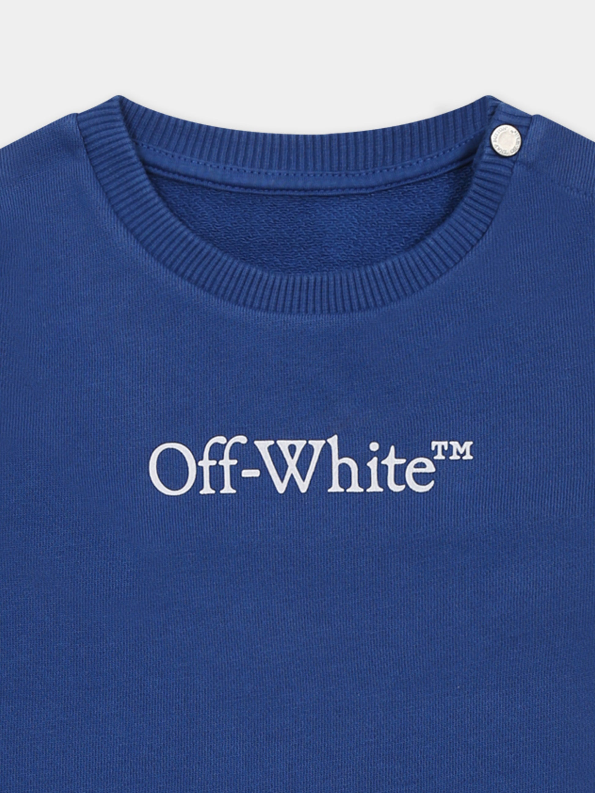 Felpa blu per neonato con logo,Off White,OBXC001S25FLE0014501