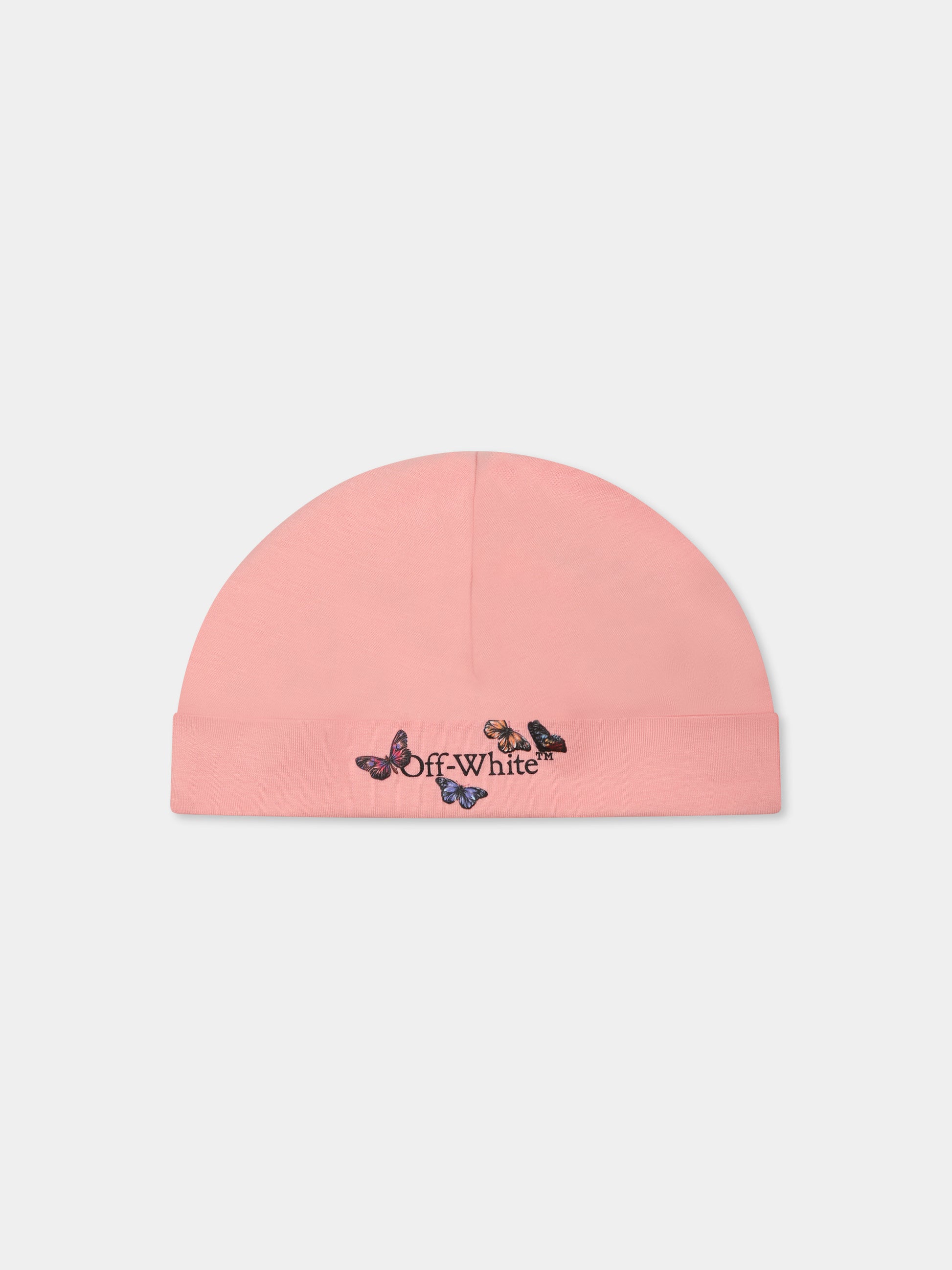 Set tutina rosa per neonata con logo e farfalle,Off White,OG2X006S25JER0013010