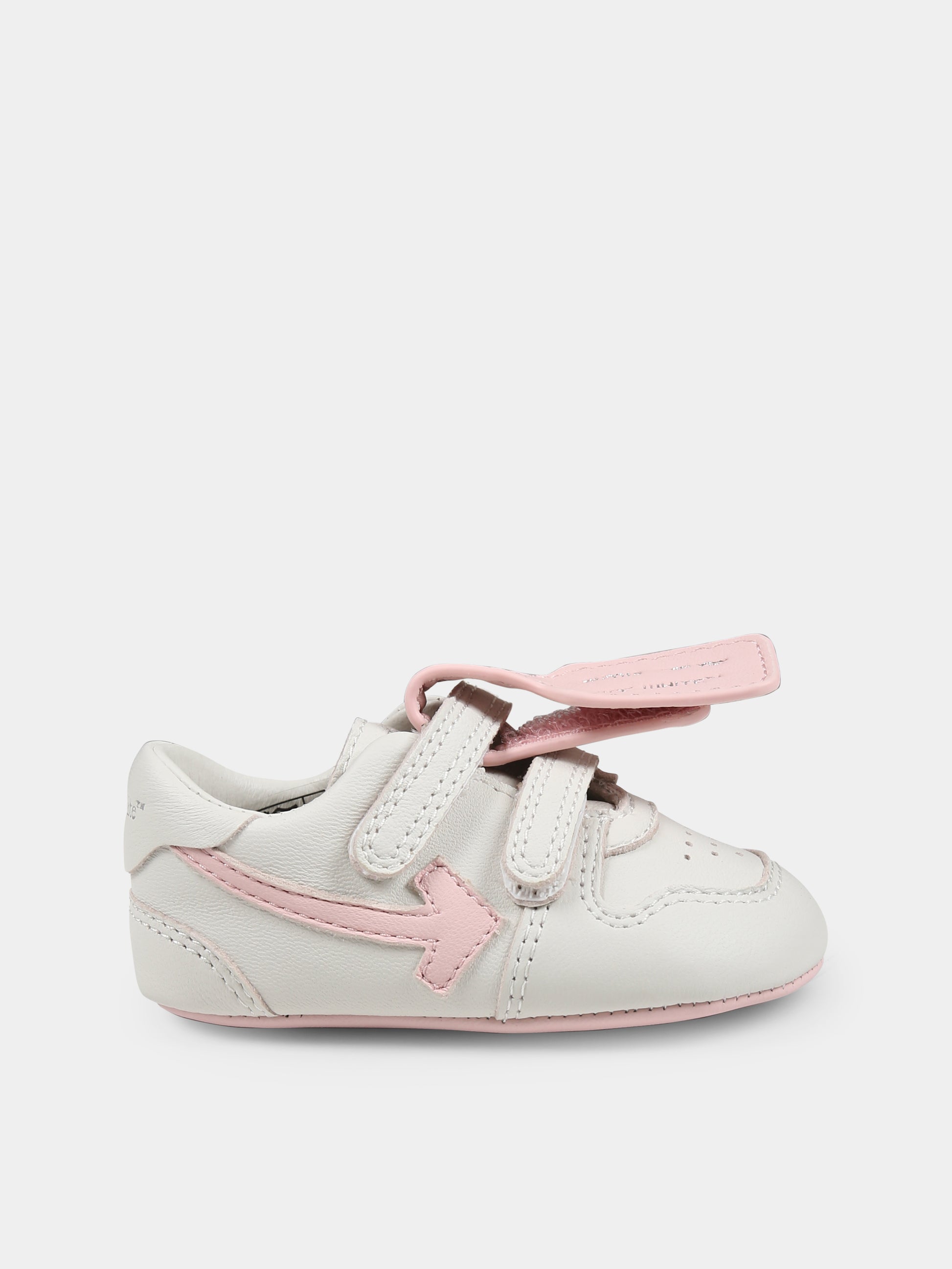 Sneakers avorio per neonata con freccia,Off White,OGIX001S25LEA001013C