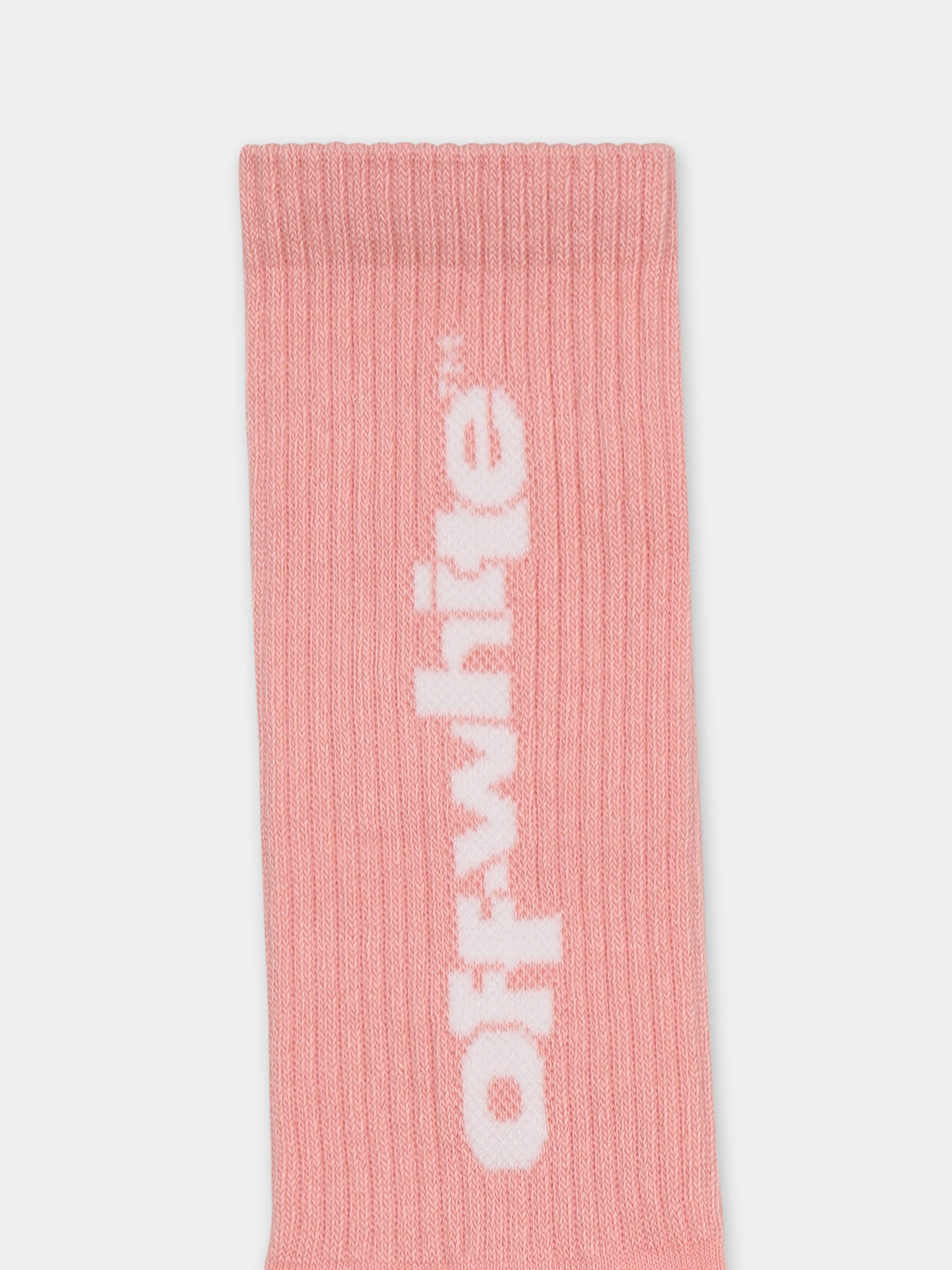 Calze rosa per bambina con logo,Off White,OGRA003S25KNI0023001