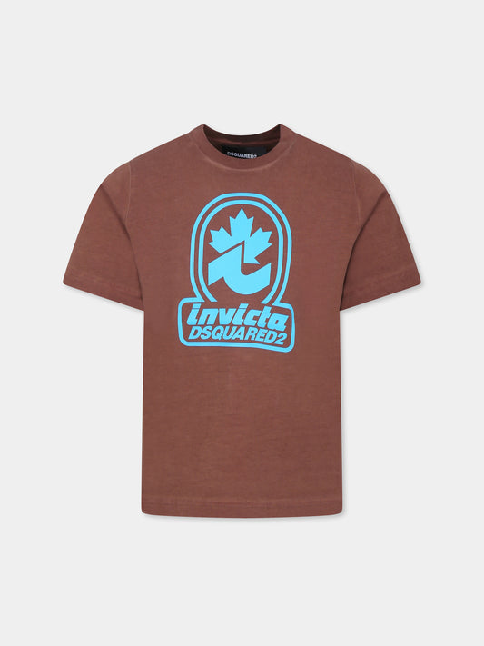 Brown t-shirt for kids with logo