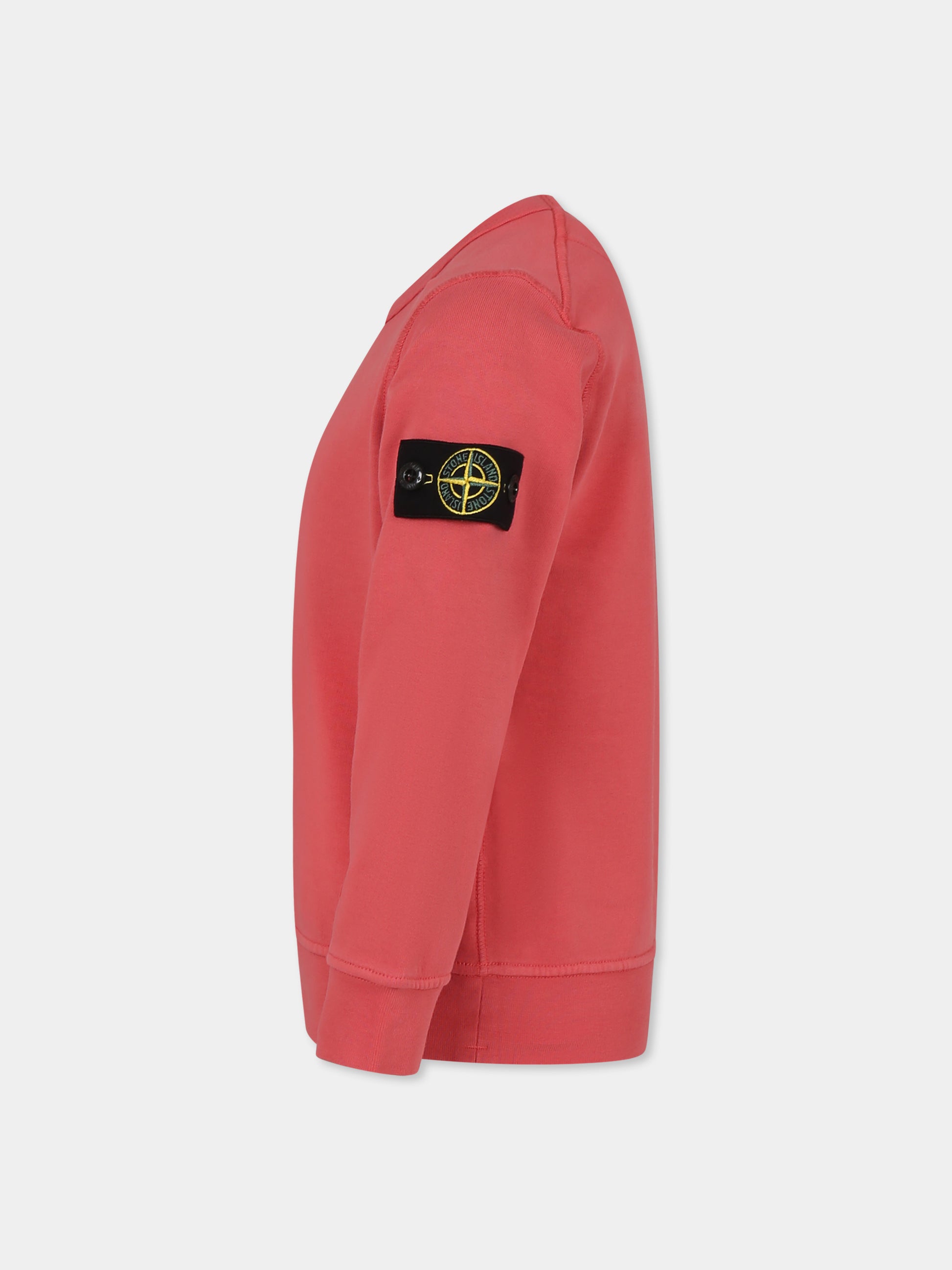 Felpa rossa per bambino con bussola,Stone Island Junior,K1S16 6100011 S0040 V0089