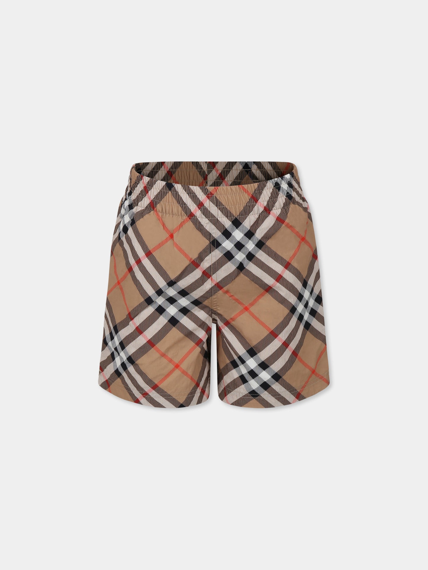 Boxer mare beige per bambino con check vintage,Burberry Kids,8100049 B9368