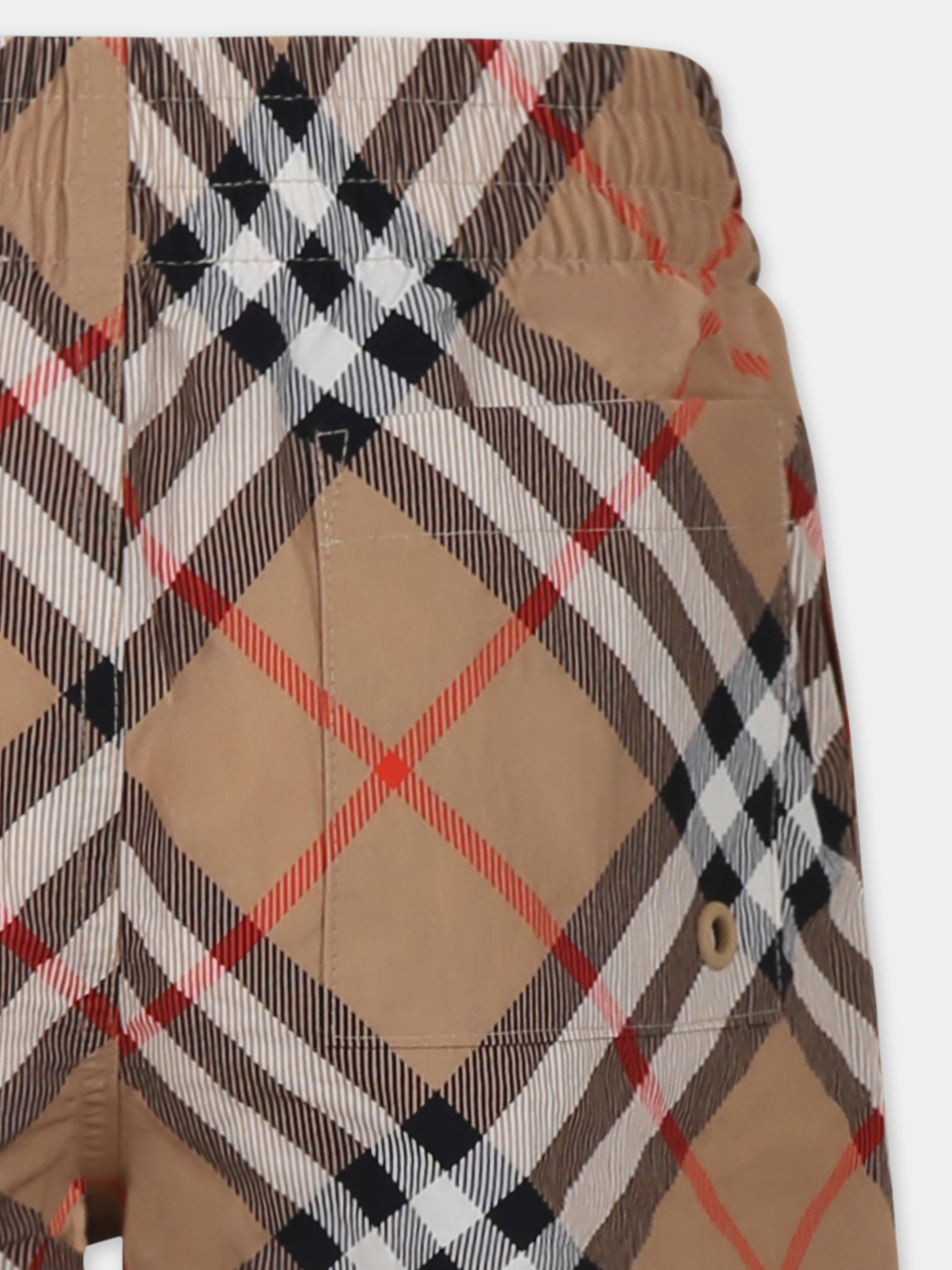 Boxer mare beige per bambino con check vintage,Burberry Kids,8100049 B9368