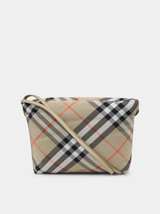 Borsa beige per bambina con check vintage,Burberry Kids,8096210 B9368