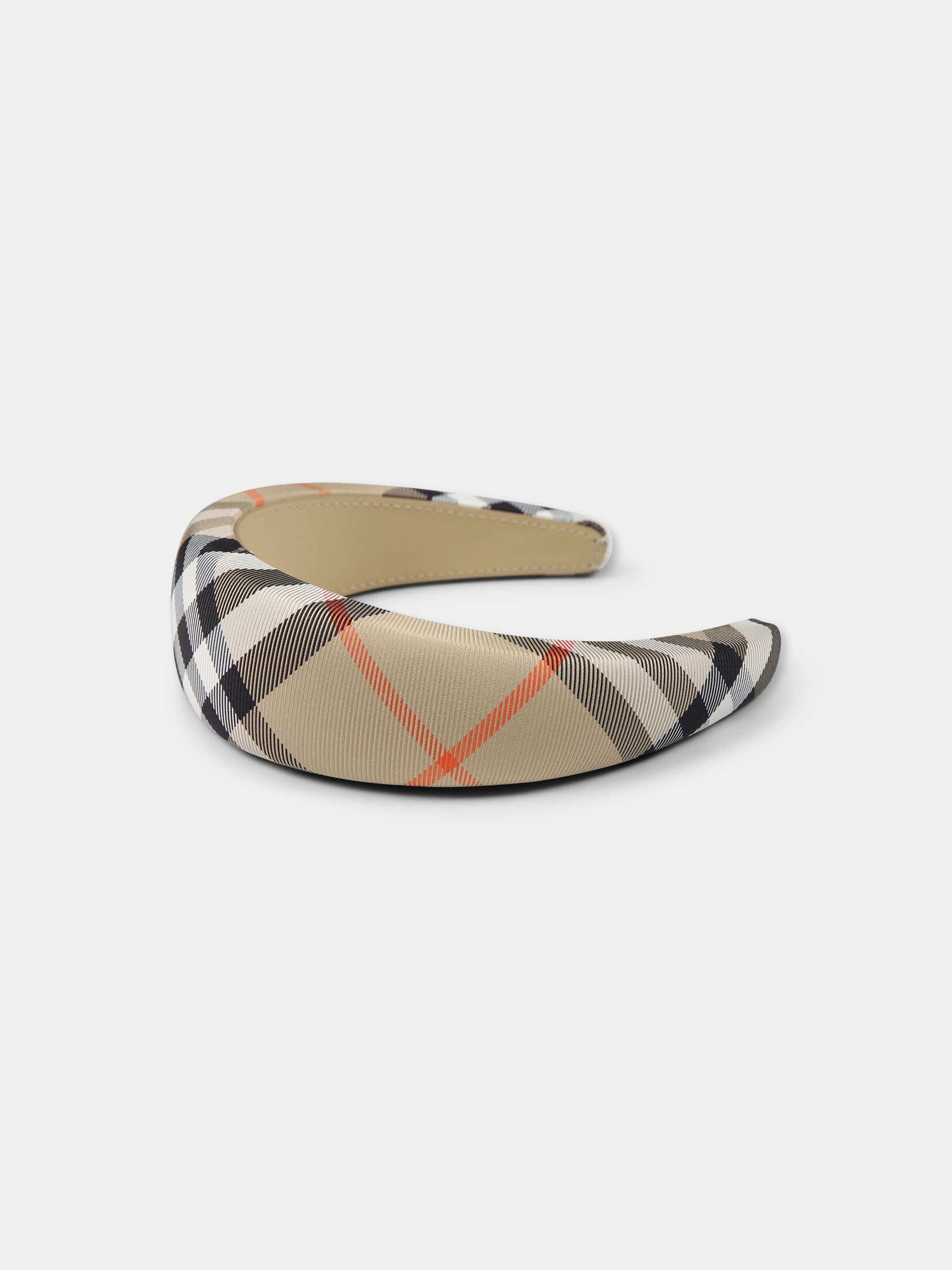 Cerchietto beige per bambina con check vintage,Burberry Kids,8100163 B9368