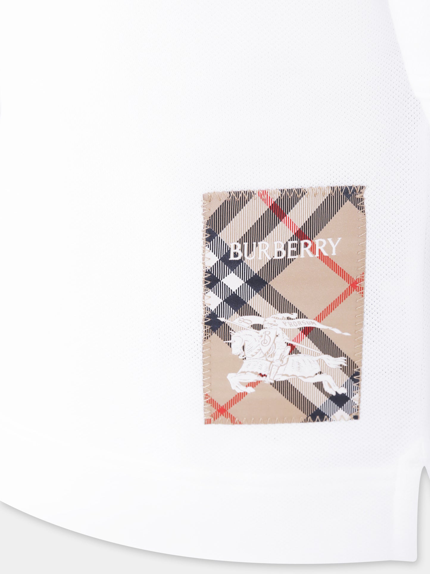 White polo shirt for boy with equestrian knight