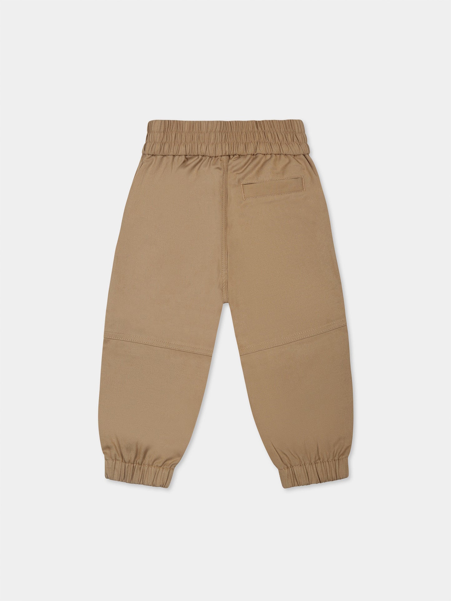 Beige trousers for baby boy with Equestrian knight logo