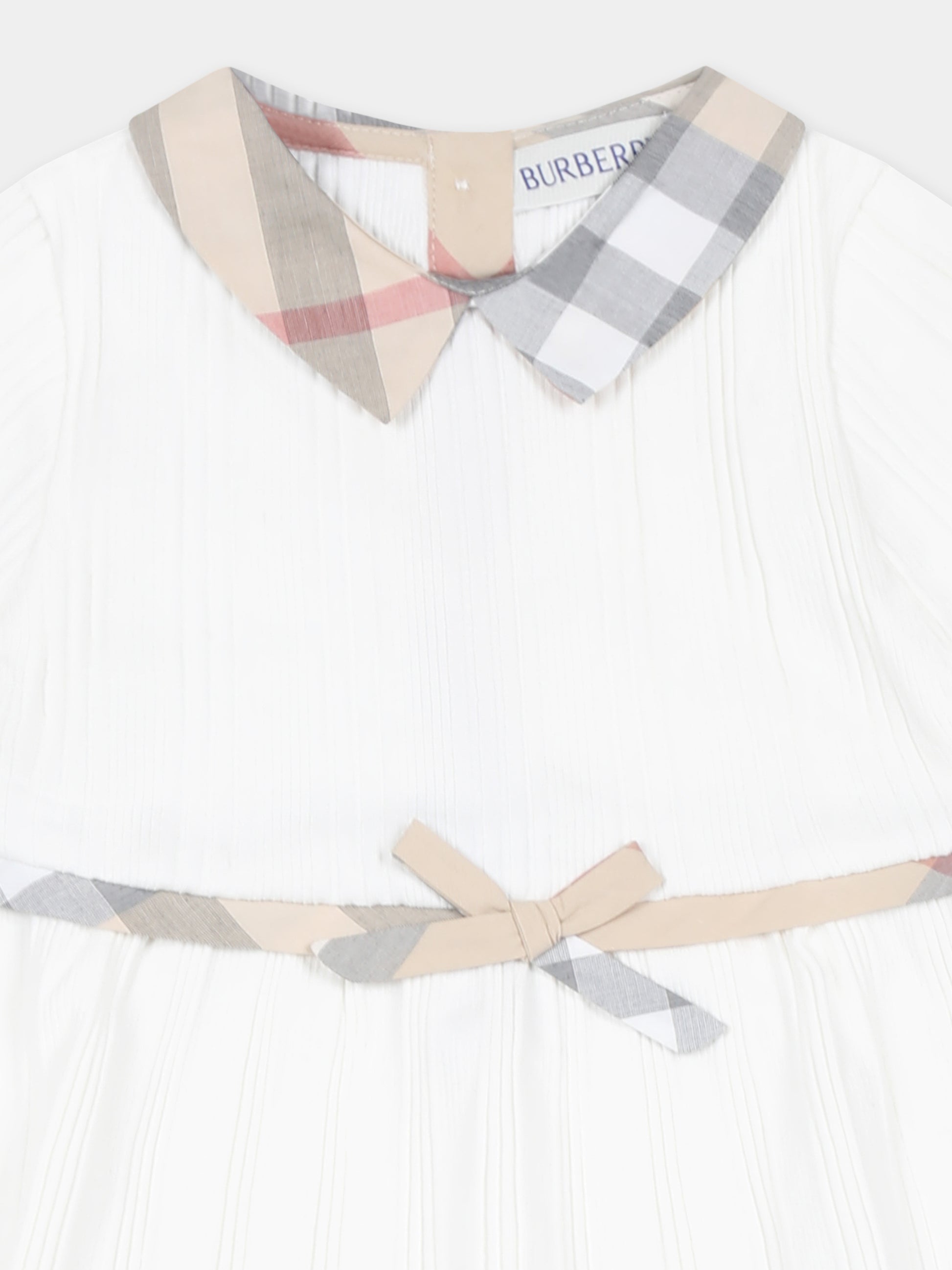 Vestito avorio per neonata con check vintage,Burberry Kids,8100224 A1464