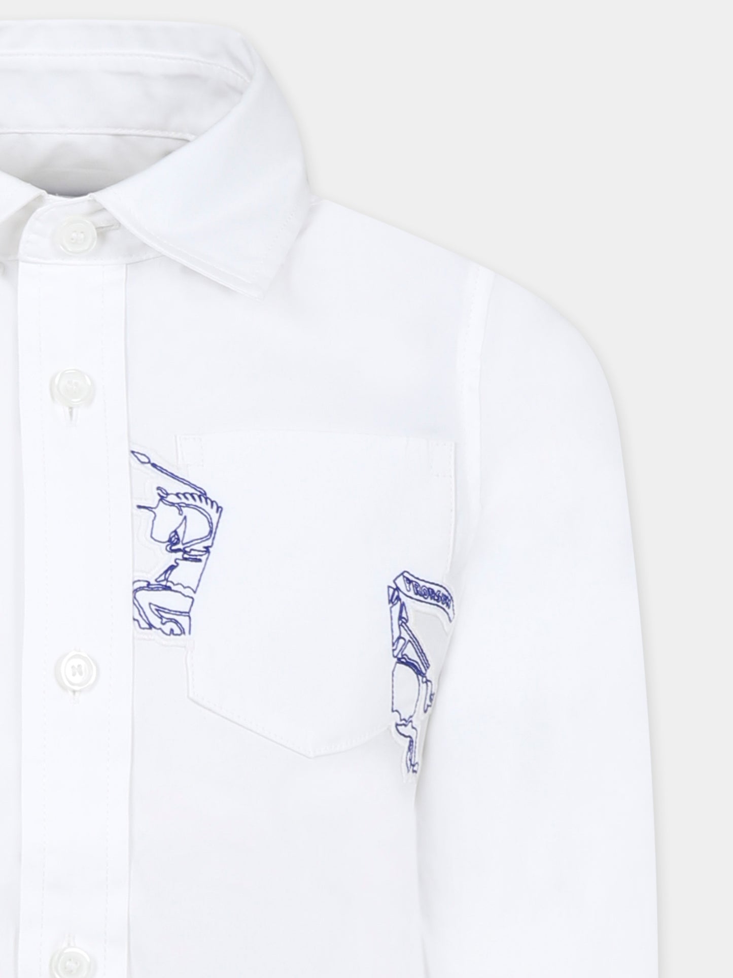 Camicia bianca per bambino con cavaliere equestre,Burberry Kids,8100040 A1464