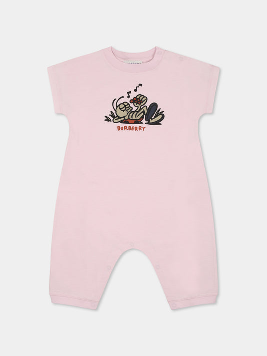 Pink romper for baby girl with ladybug