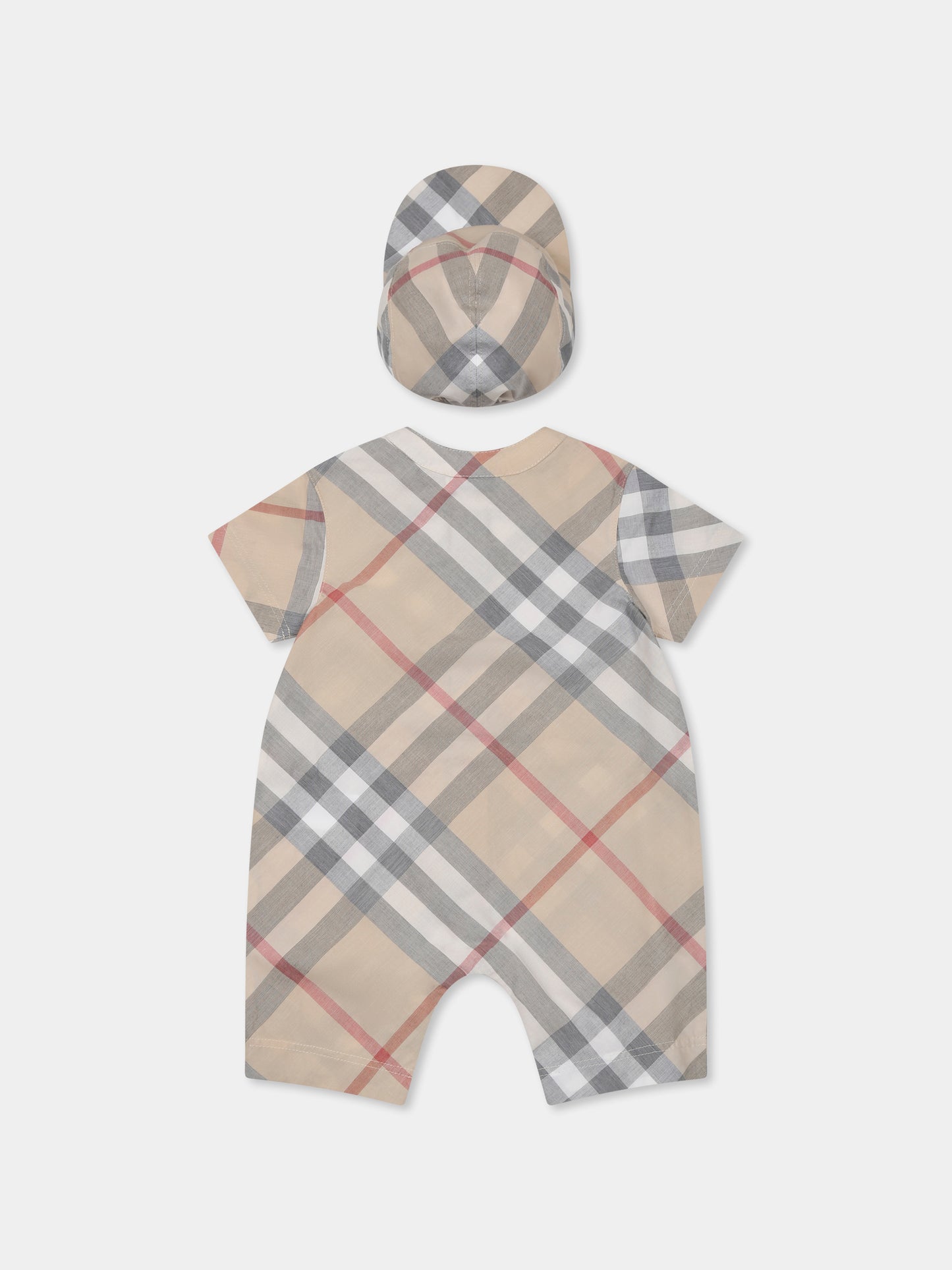 Set beige per neonato con check vintage,Burberry Kids,8100701 A2205