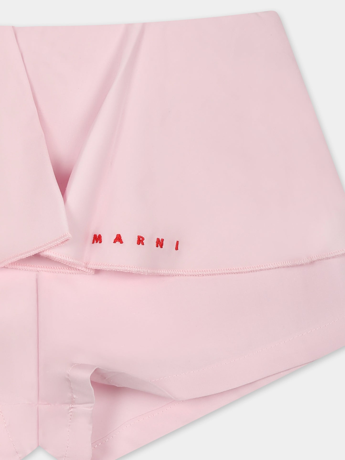 Shorts rosa per neonata con logo rosso ricamato,Marni Kids,M01461 M00UW MP191B 0M347