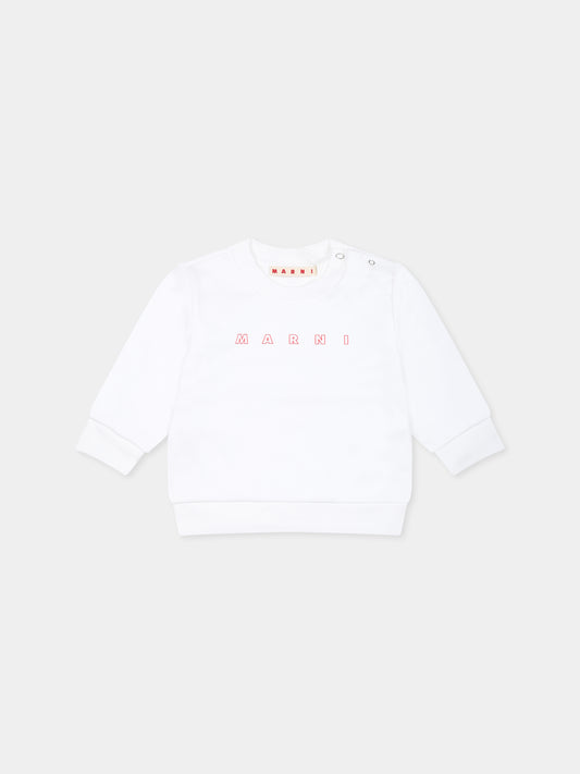 Felpa bianca per neonati con logo rosso,Marni Kids,M01437 M00V0 MS319B 0M100