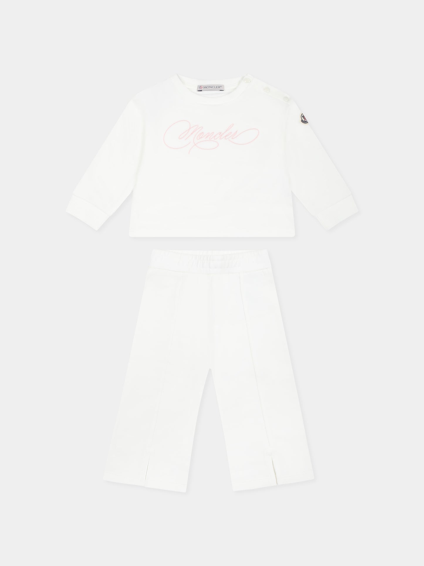 Completo bianco per neonata con logo,Moncler Kids,K1951 8M00005 899AR 034