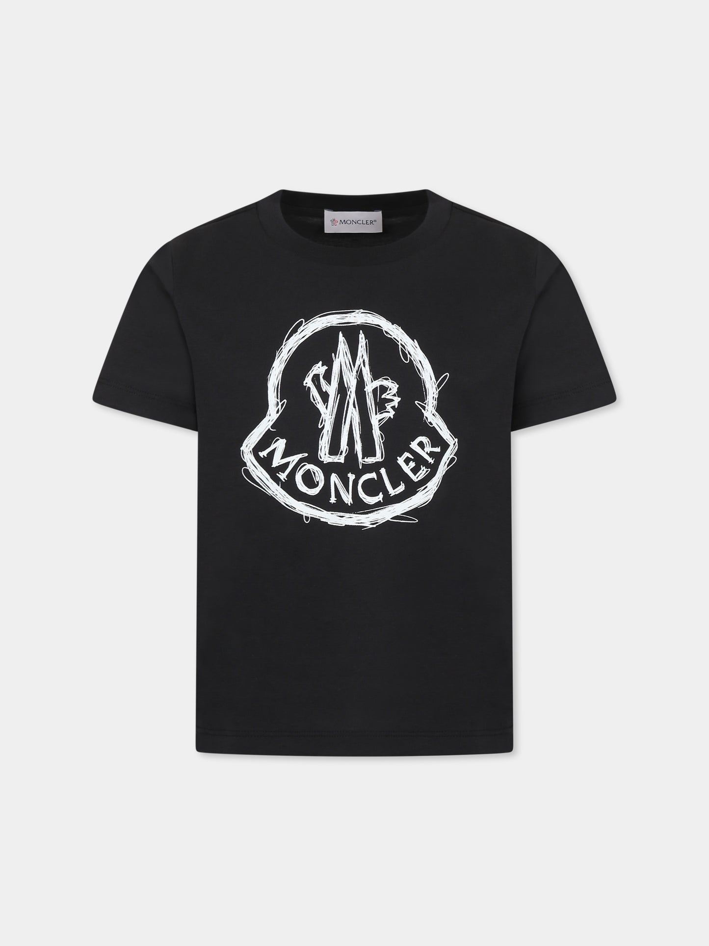 T-shirt nera per bambino con logo,Moncler Kids,K1954 8C00014 89AFV 999