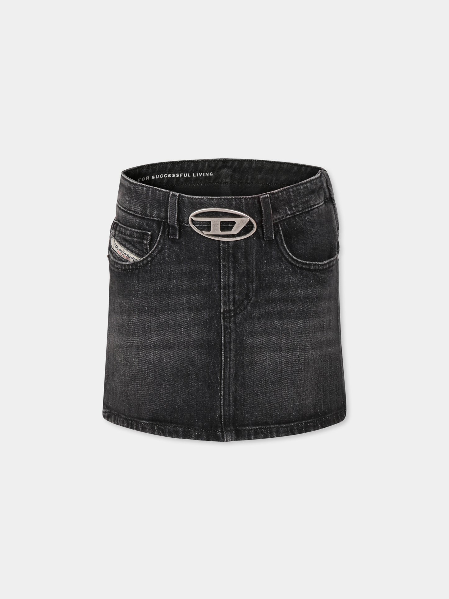 Gonna nera per bambina con logo,Diesel,J02162 KXBI1 K02