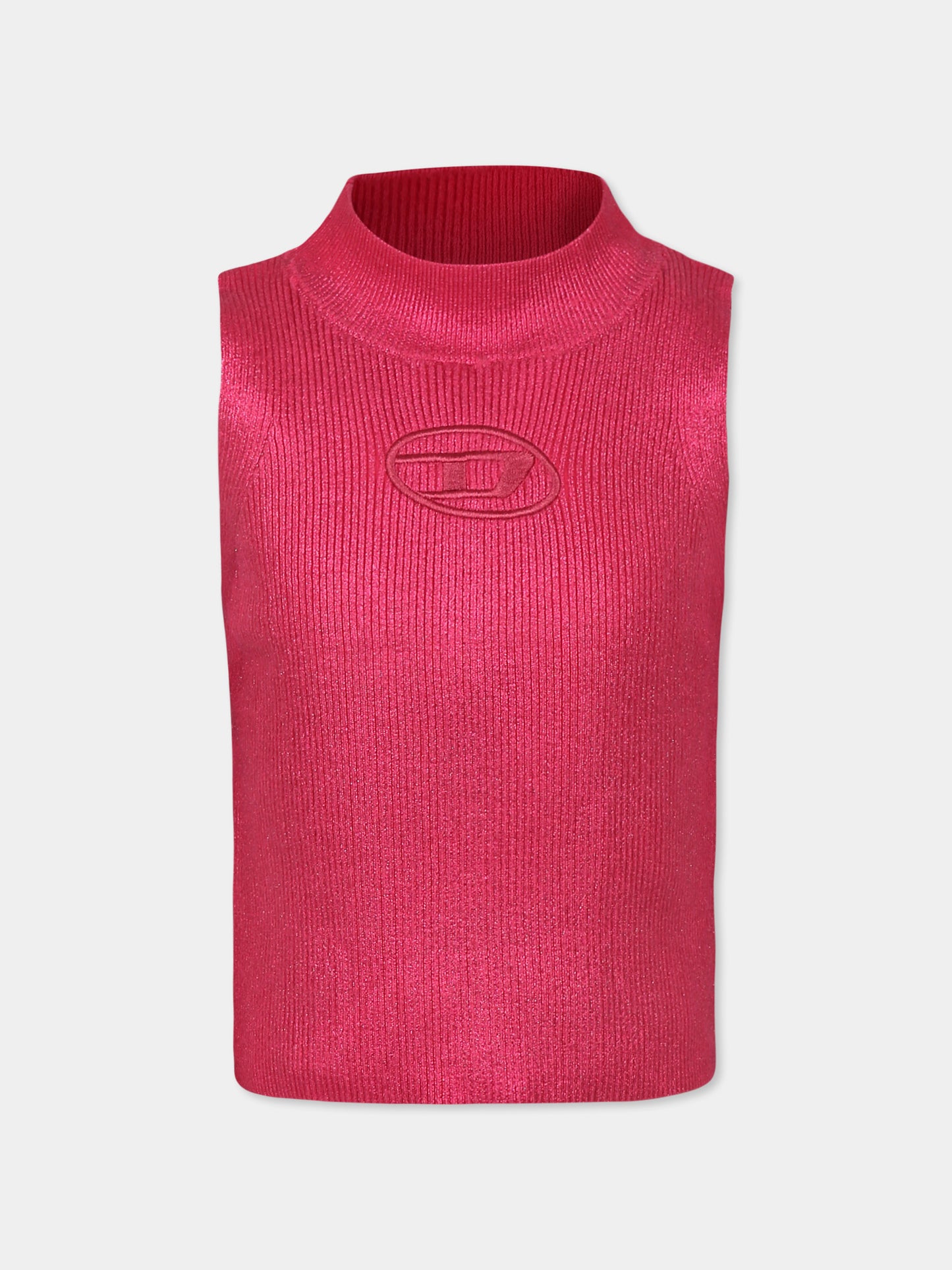 Top fucsia per bambina con logo,Diesel,J02199 KYAXG K362