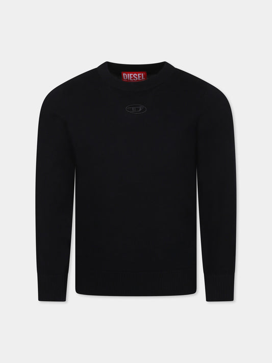 Maglione nero per bambino con logo,Diesel,J02277 KRLAXU K900