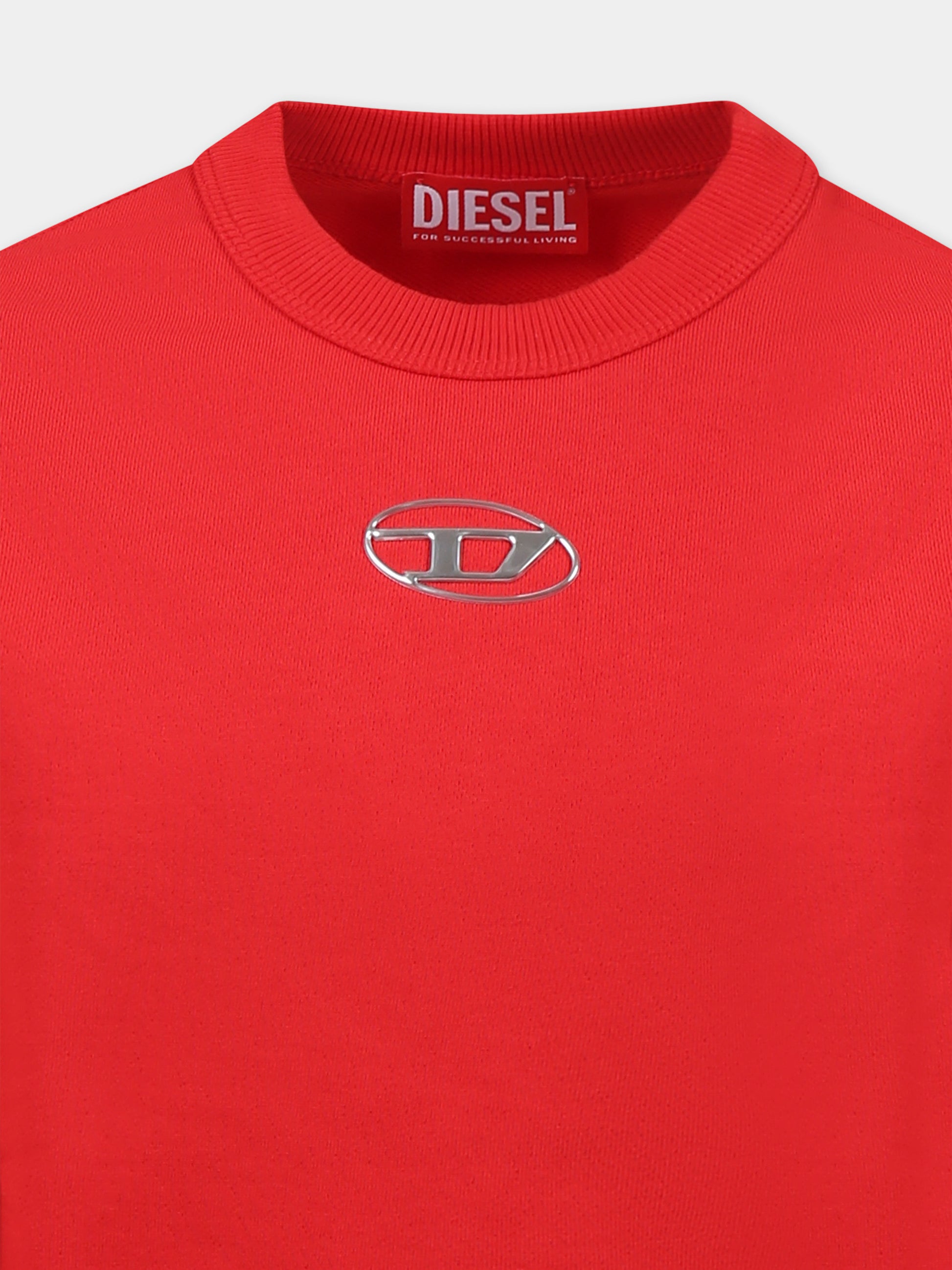 Felpa rossa per bambino con logo,Diesel,J02024 KYAVF K457