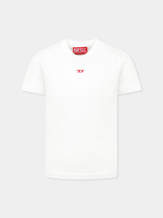 White t-shirt for boy with logo