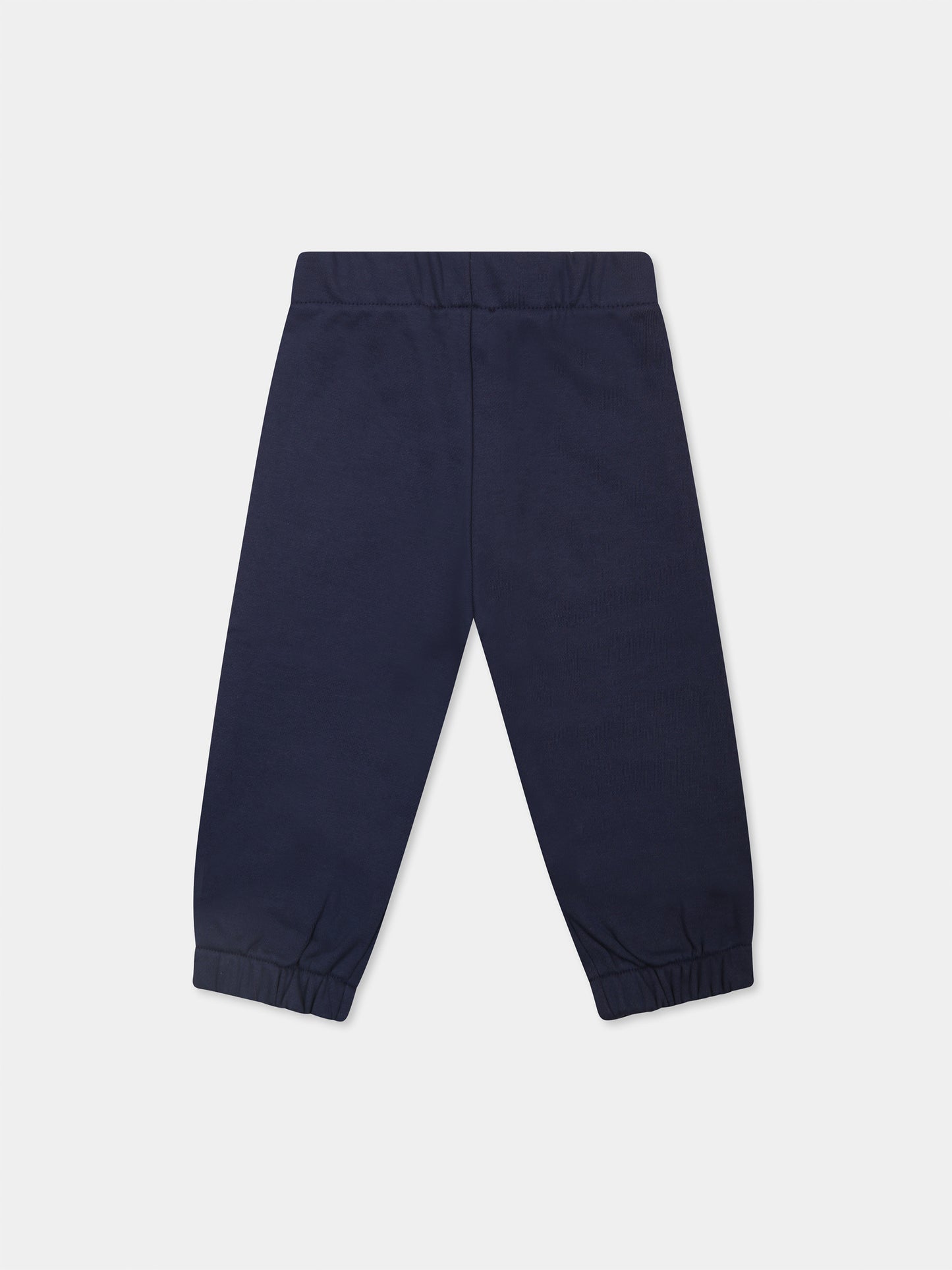 Blue trousers for baby boy with logo