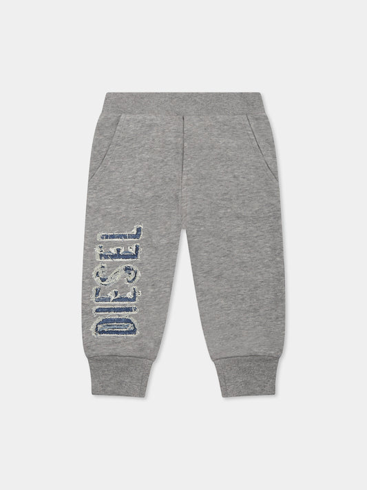 Pantaloni grigi per neonato con logo,Diesel,K00606 KYAYT K963