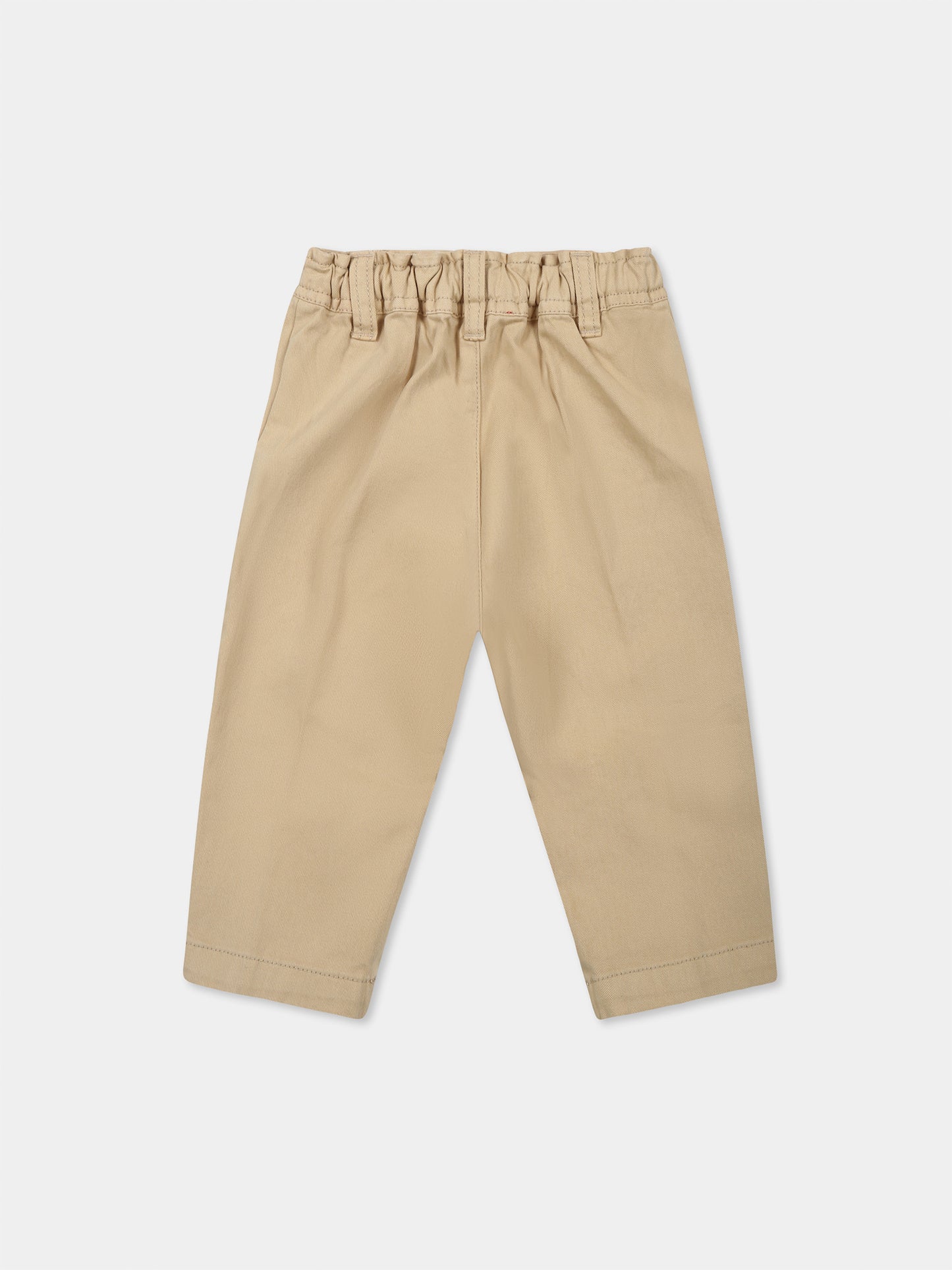 Beige trousers per neonato con logo