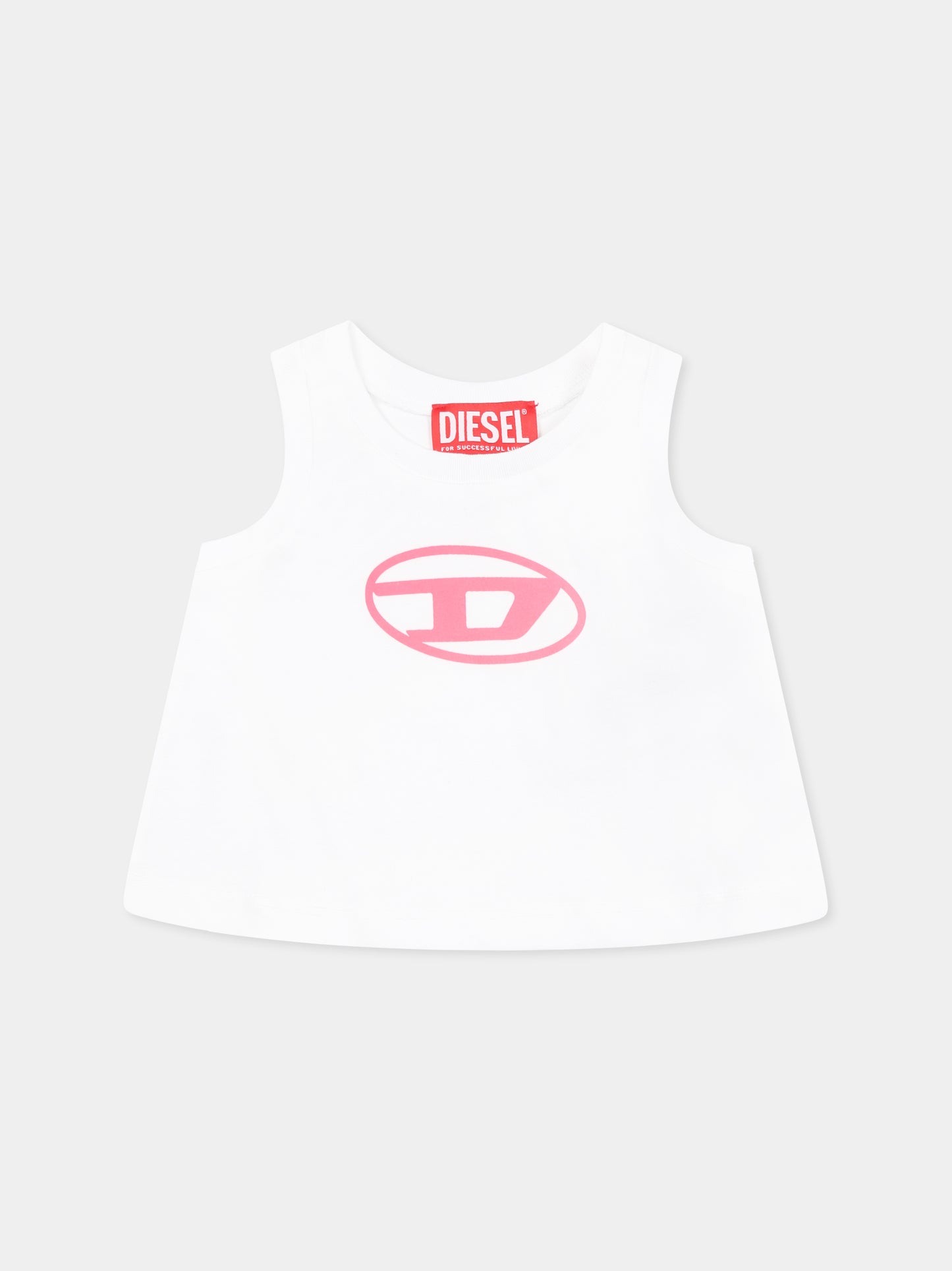 White tank top for baby girl with logo