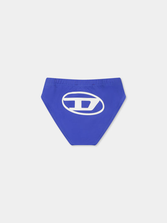 Blue swim briefs for baby boy with logo