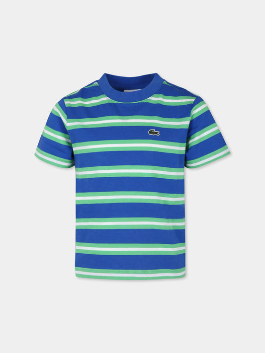 T-shirt blu per bambino con coccodrillo,Lacoste,TJ7122 IU1