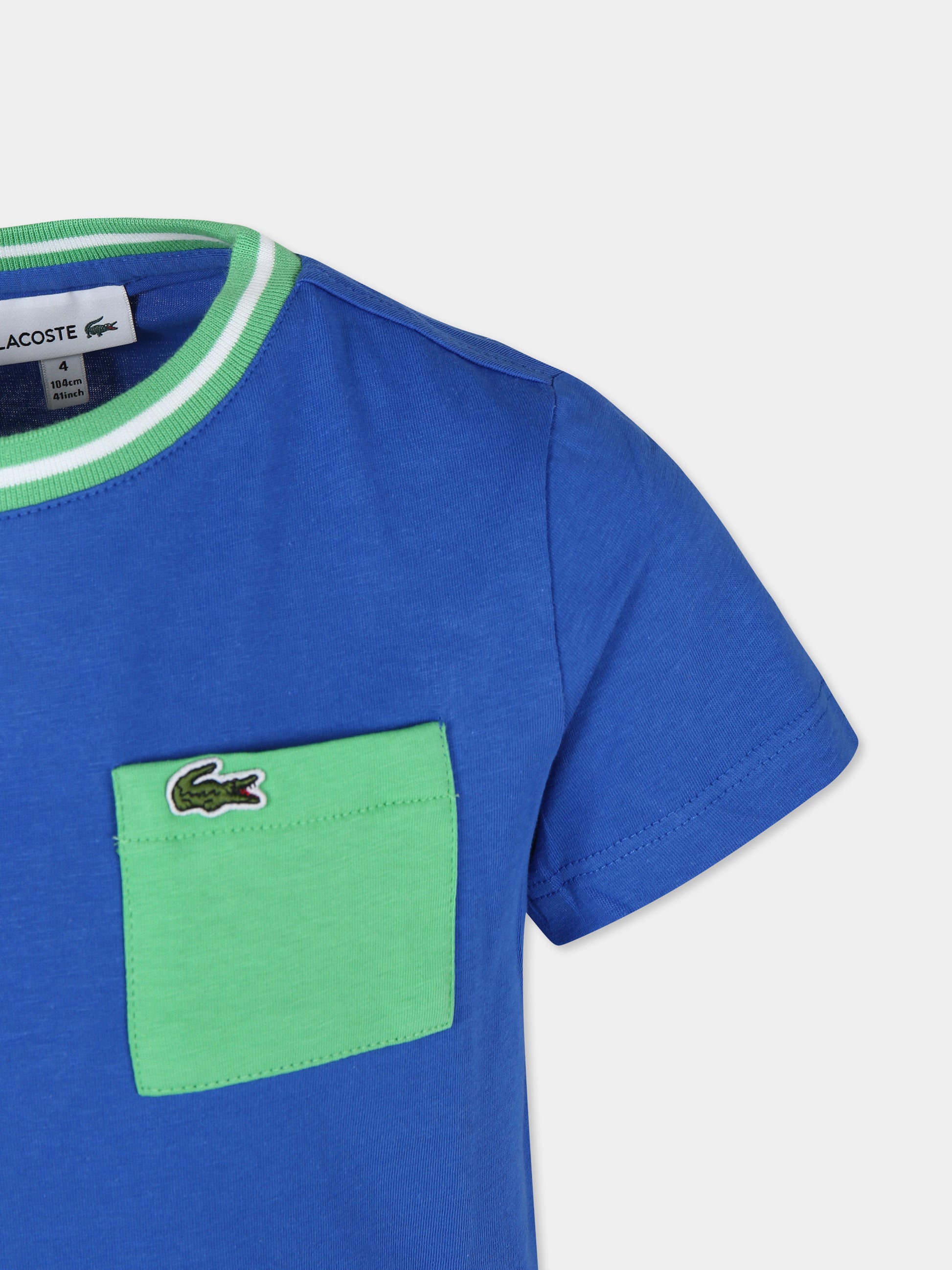 T-shirt blu per bambino con coccodrillo,Lacoste,TJ7295 IU5