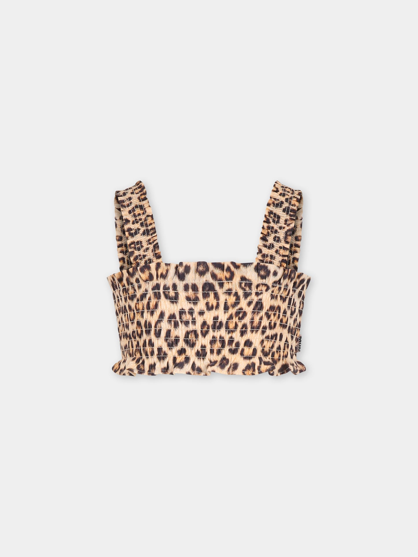 Brown top for girl spotted print