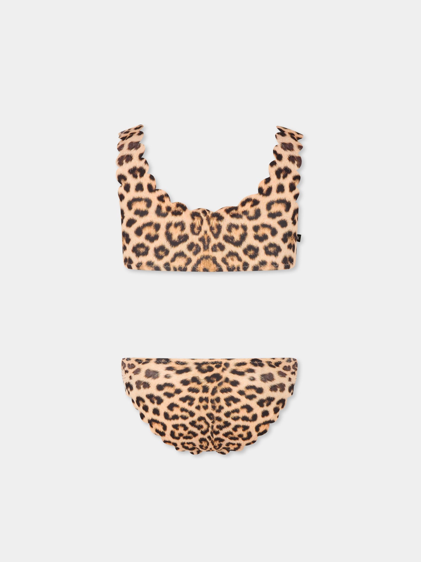 Brown bikini for girl with spotted print
