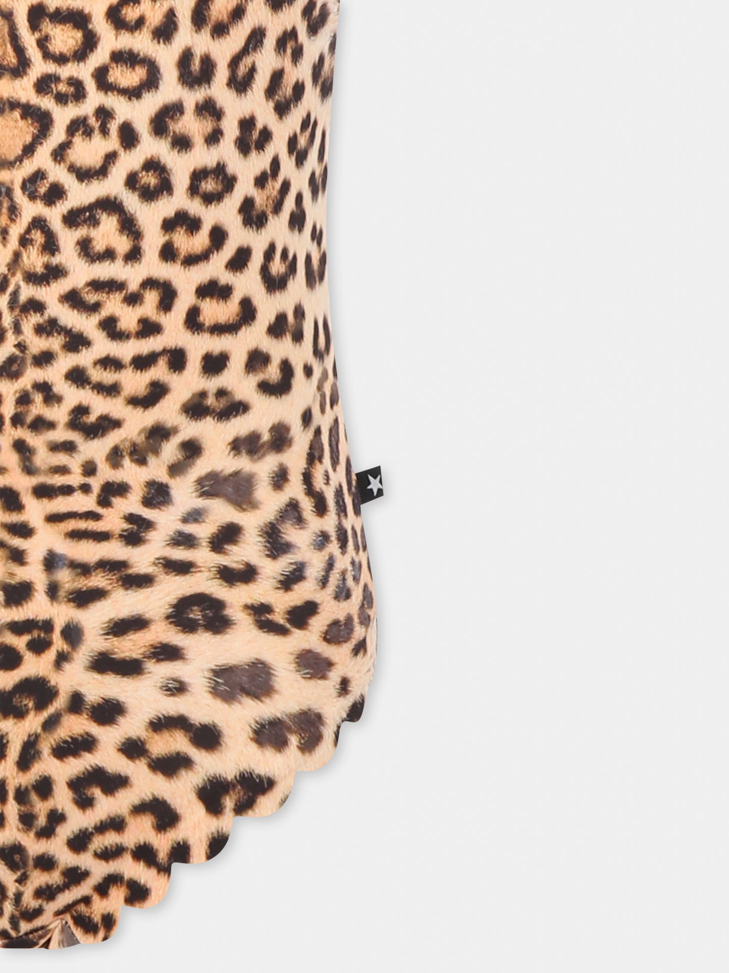 Brown swimsuit for girl with spotted print