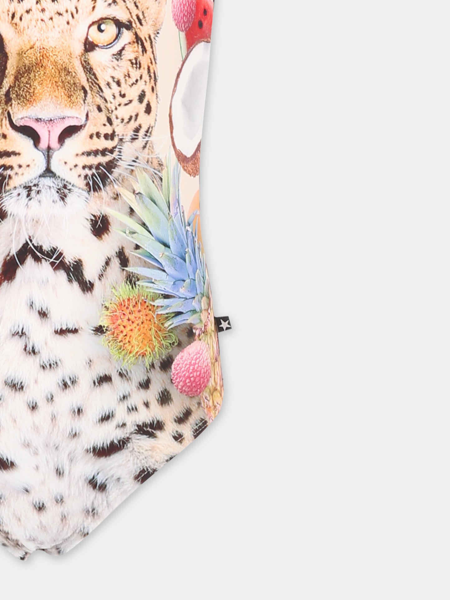 Multicolor swimsuit for girl with leopard