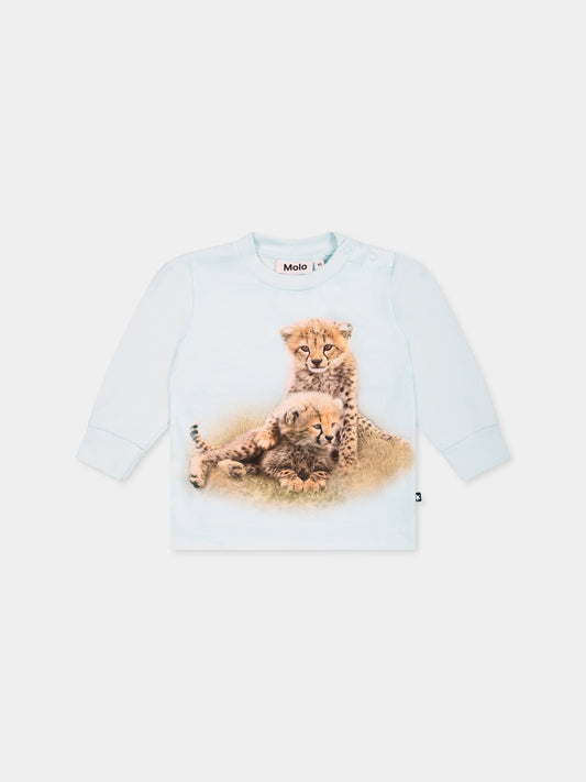 Light blue t-shirt for babykids with cheetah