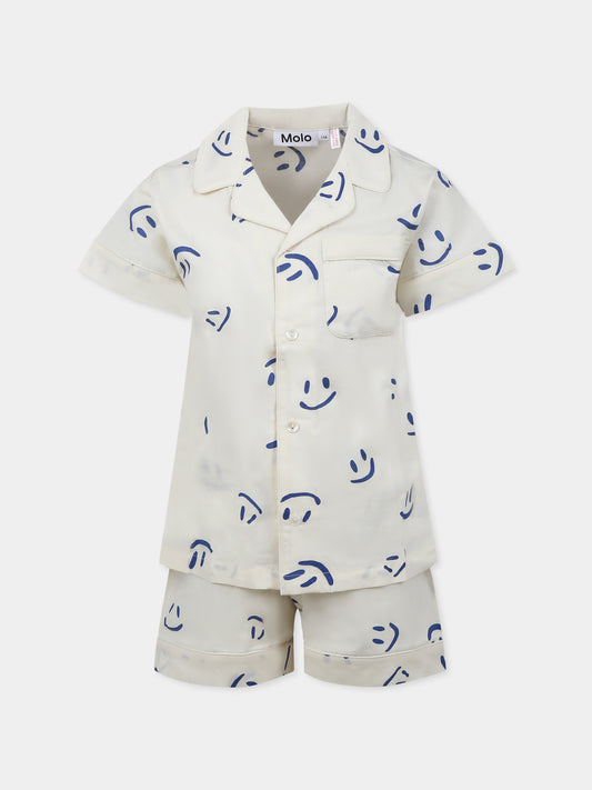 Ivory pyjamas for kids with smiley