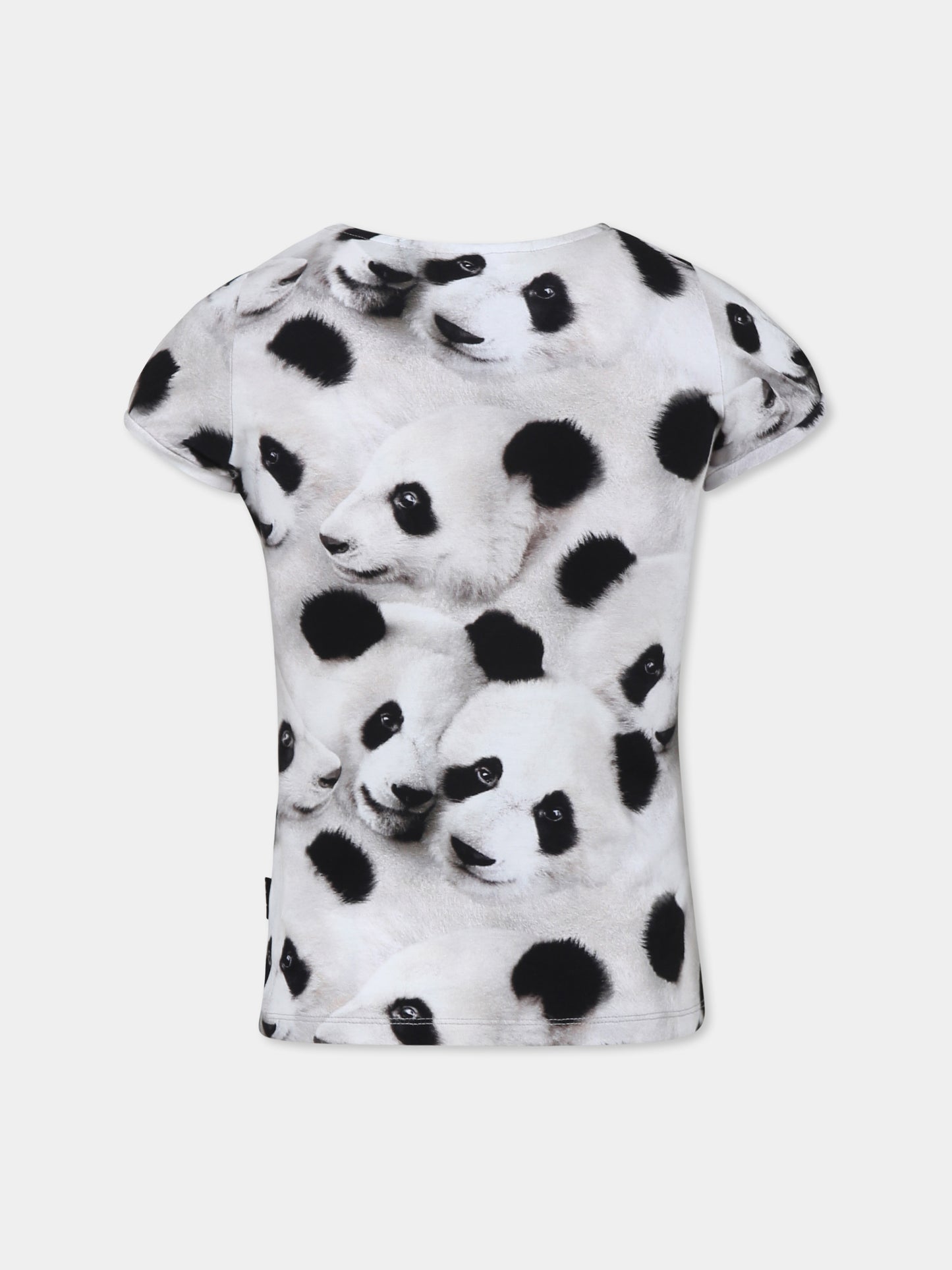 T-shirt bianca Rimona per bambina con panda all over,Molo,2S25A219 9274