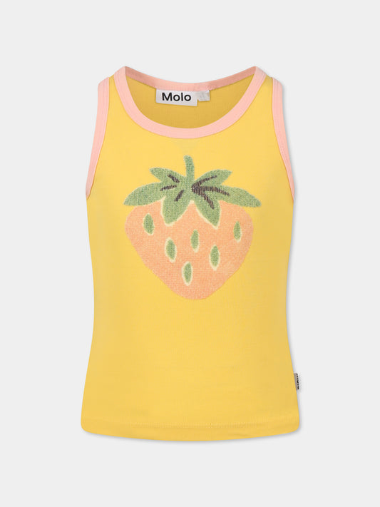 Canotta Rosie gialla per bambina con stampa fragola,Molo,2S25A111 3943