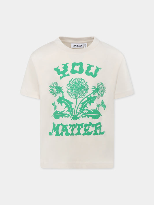 Ivory t-shirt for girl with flower print